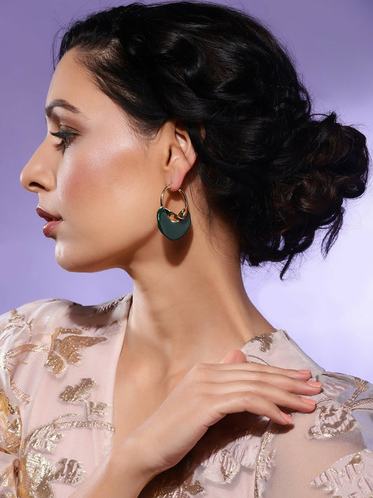 Green Mother of Pearls Stone Earrings- Ruby Raang | Swadesiicart