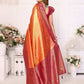 Aastha Fashion Orange Tissue Silk Weaving Saree
