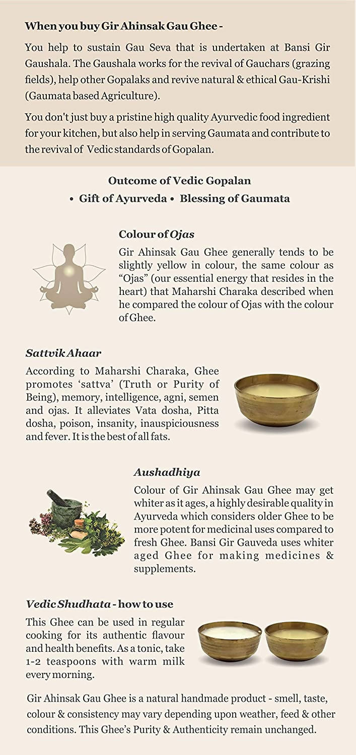 Gir Ahinsak Gau Ghee (A2) Bilona - A2 Ghee, Traditional Bilona Ghee, Desi Pure Breed Gir Gaumata (A2) - Swadesiicart