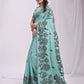 Shree Shyam Fashion Kashira Sea Green Linen Cotton Saree