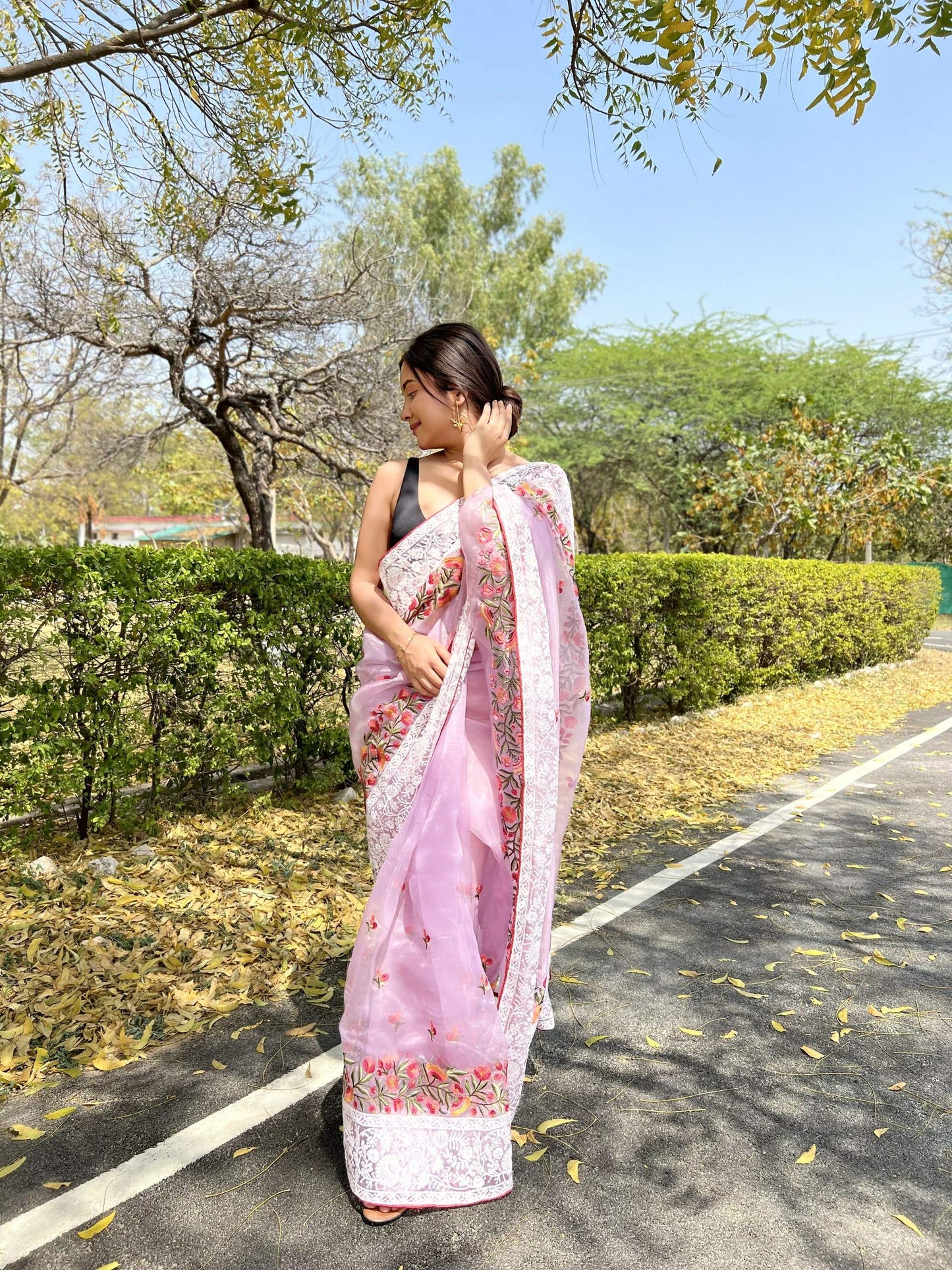 Vamsee Riddhi-Siddhi -1 Lavender Organza Saree - Swadesiicart