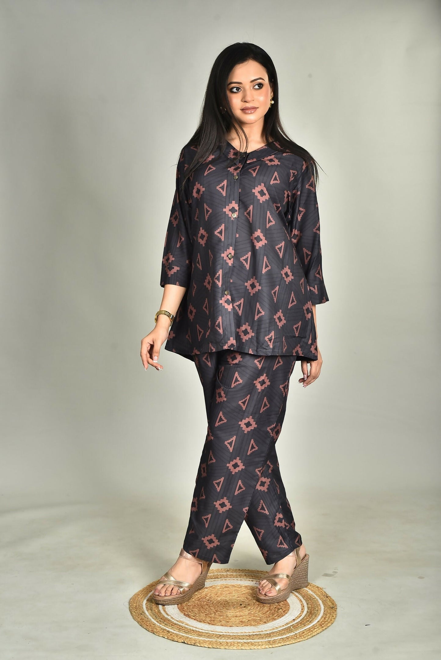 Morchari Digital Print Semi Muslin Co-Ord Set Top & Trouser-Multicolor - Swadesiicart