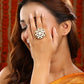 Ruby Raang Traditional Gold Polished White Kundan Ring | Swadesiicart