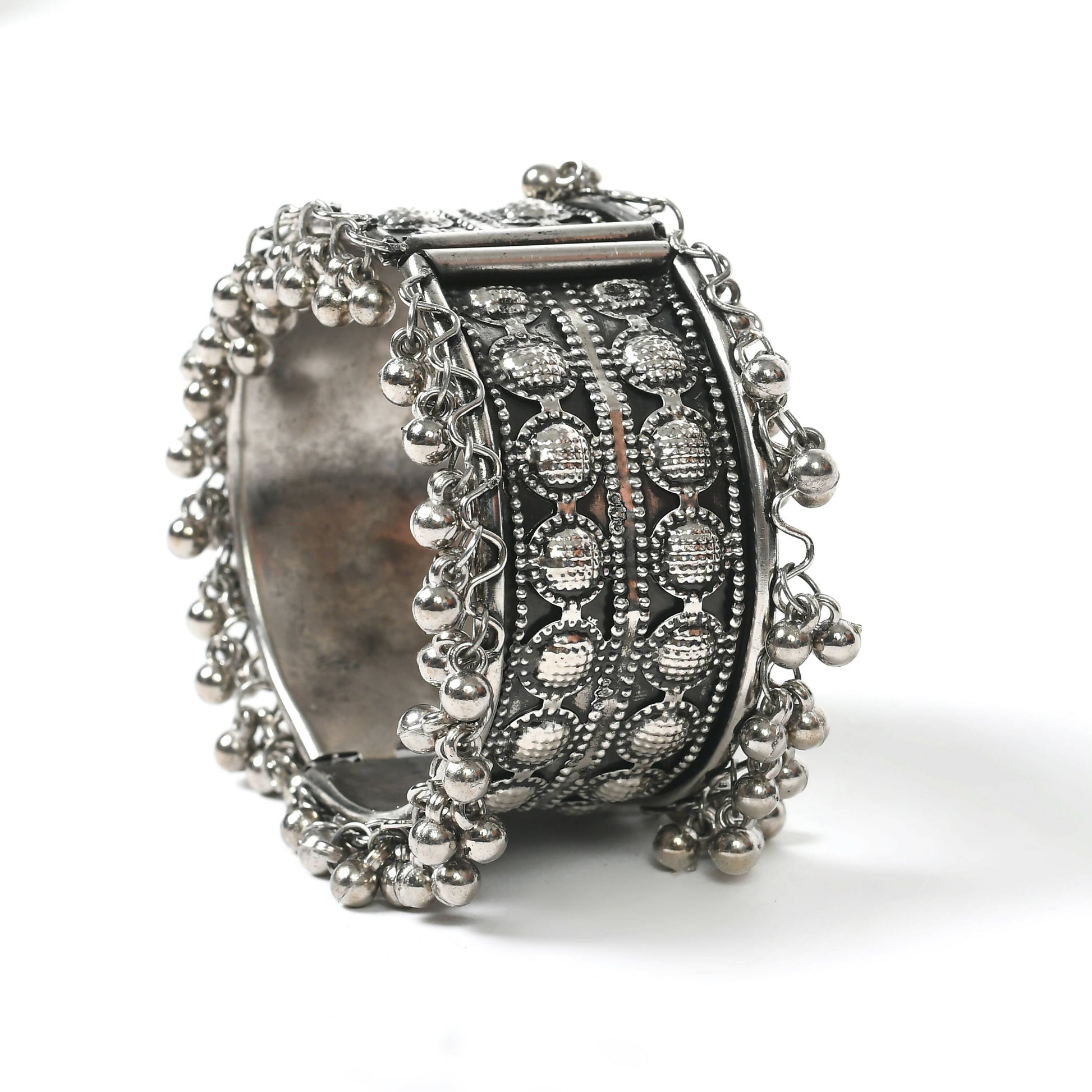 Mominos Fashion Joharkamal Oxidised Silver-Plated Ghungroo Handcraft Bracelet - Design 027 - Swadesiicart