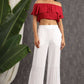 Juniper Women White Rayon Woven Design Flared Palazzo | Swadesiicart