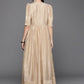 Ahalyaa Women's Beige Chanderi Gold Foil Print Dress | Swadesiicart