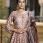 Wedding Designer PaleMauve Soft Dola Silk Anarkali suit with Dupatta - Samanta - Swadesiicart