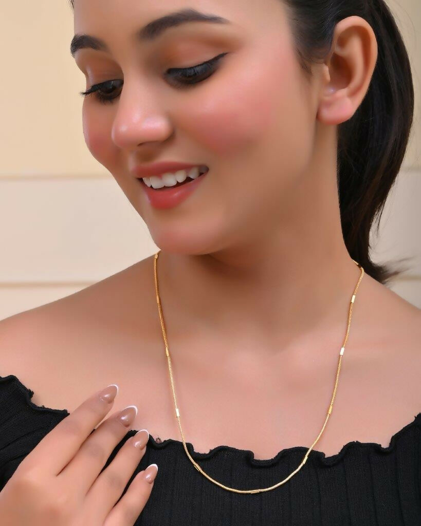 VOJ Women Gold-Polished Self Designed Pipe Chain | Swadesiicart