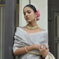 Vishnu Weaves Women's Grey Premium Tussar Silk Saree with Blouse - Swadesiicart
