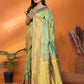 Joban Fashion Banarasi Light Green Woven Soft Silk Saree | Swadesiicart