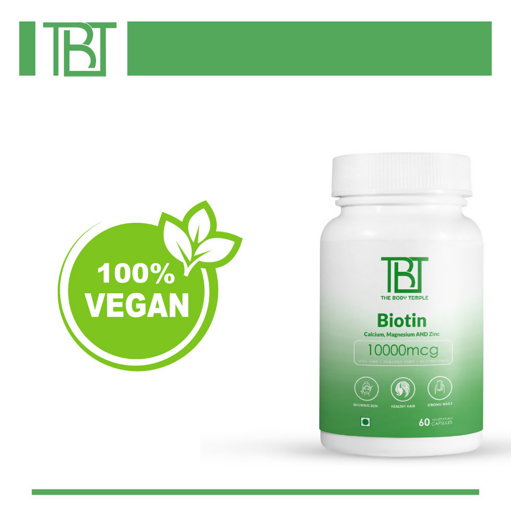 The Body Temple Biotin 10000mcg For Hair Growth and Healthy Skin | Swadesiicart