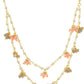 Beaded Pearl Necklace with Grey and Pink Colourful Motifs - Ruby Raang