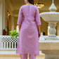 The52 Lavender Women's Gorgeous Embroidered work Viscose Gadhwal Fabric Straight Kurta, Pant and Dupatta Set - Swadesiicart