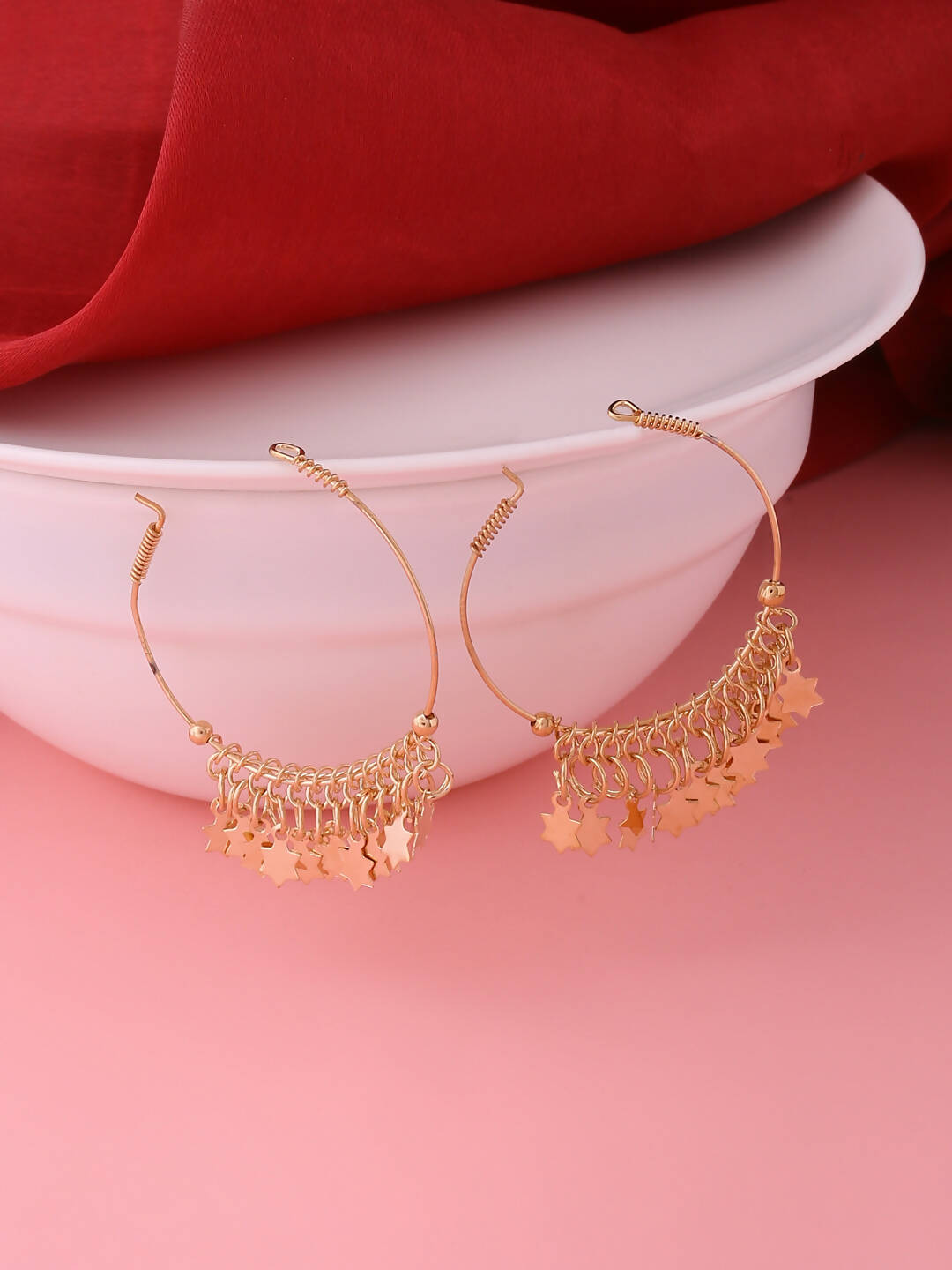NVR Women Gold-Polished Hoop Earrings | Swadesiicart