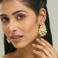 Nuyug 22K Gold-Plated Kundan Stone Studded & Pearl Drop Beaded Crescent Shaped Chandbalis | Swadesiicart