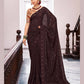 Brown Georgette Swaroski Work Saree With Unstitched Blouse Piece - Juhi