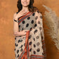 Very Much Indian Handblock Printed Cotton Saree With Natural Dyes - White | Swadesiicart