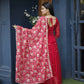 Jyoti Fashion Women's Red Faux Blooming Sequins with Zari Embroidery Anarkali Dress with Dupatta | Swadesiicart
