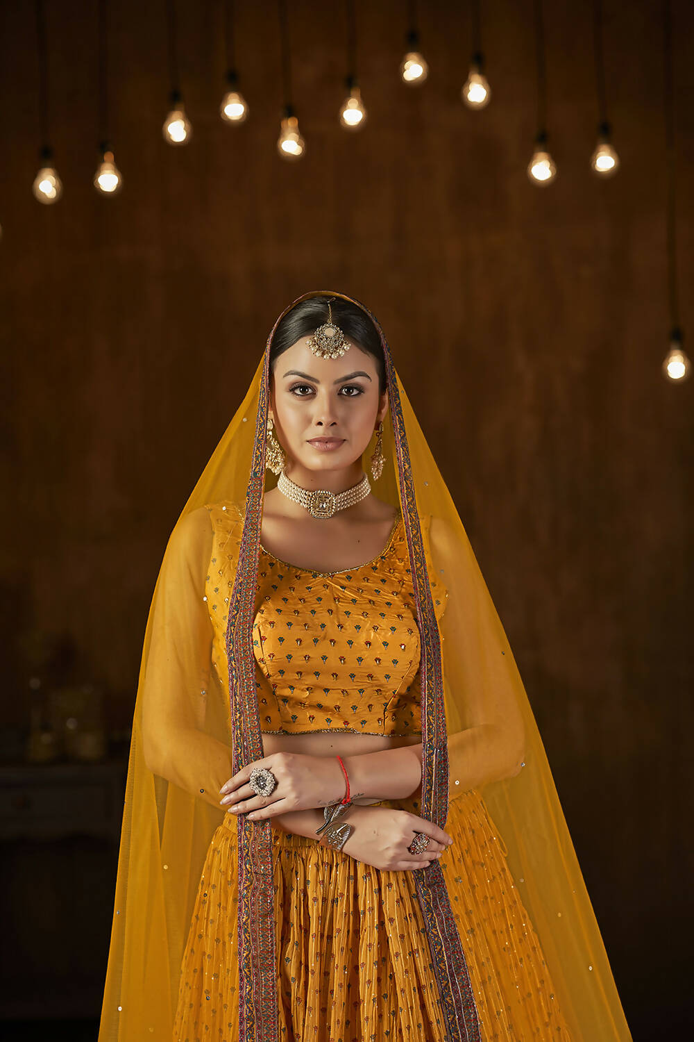 Wedding Designer Yellow Georgette Lehenga Choli - Anbazaar | Swadesiicart