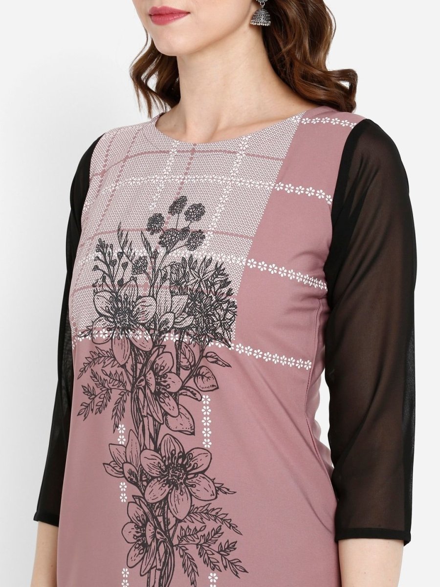 Ahalyaa Women Mauve Printed Straight Kurta | Swadesiicart