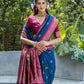 Vishnu Weaves Women's Navy-Blue Banarasi Silk Zari Woven Saree with Blouse - Swadesiicart
