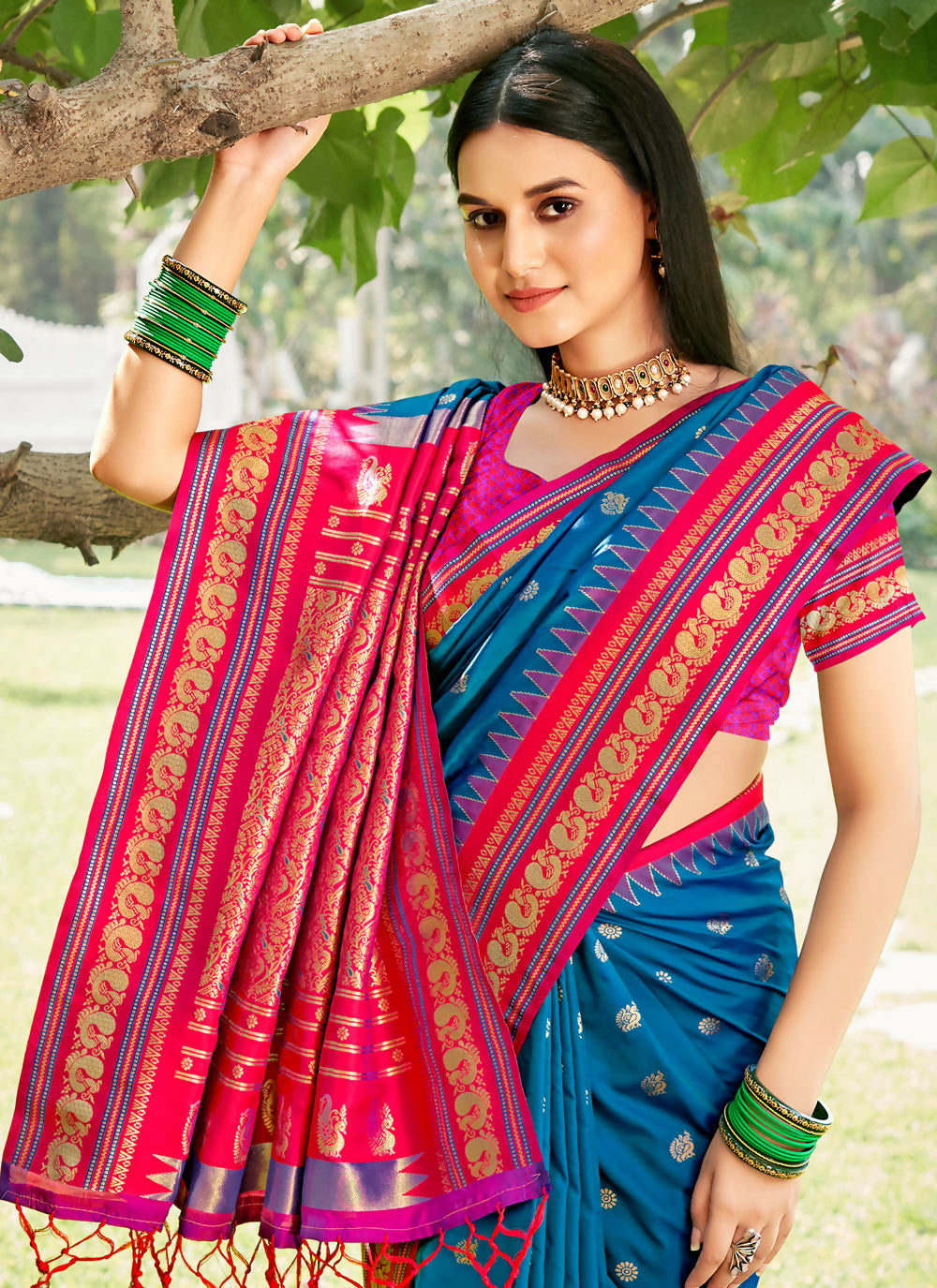 Shree Shyam Fashion Blue Soft Silk Saree
