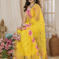 Partywear Designer Yellow Net Fancy Saree - Dyuti | Swadesiicart