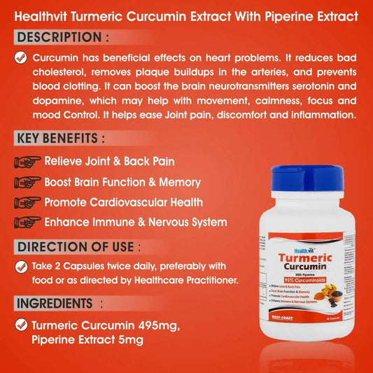 Healthvit Ultra-Pure Turmeric Curcumin Capsules - Swadesiicart