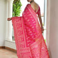 Vishnu Weaves Women's Rani Handloom Raw Silk Thread Weaving Saree with Blouse - Swadesiicart