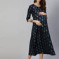 Anubhutee Navy Blue Ethnic Motifs Maternity A-Line Midi Dress | Swadesiicart