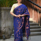Beatitude Blue Cotton Floral Jamdani Saree