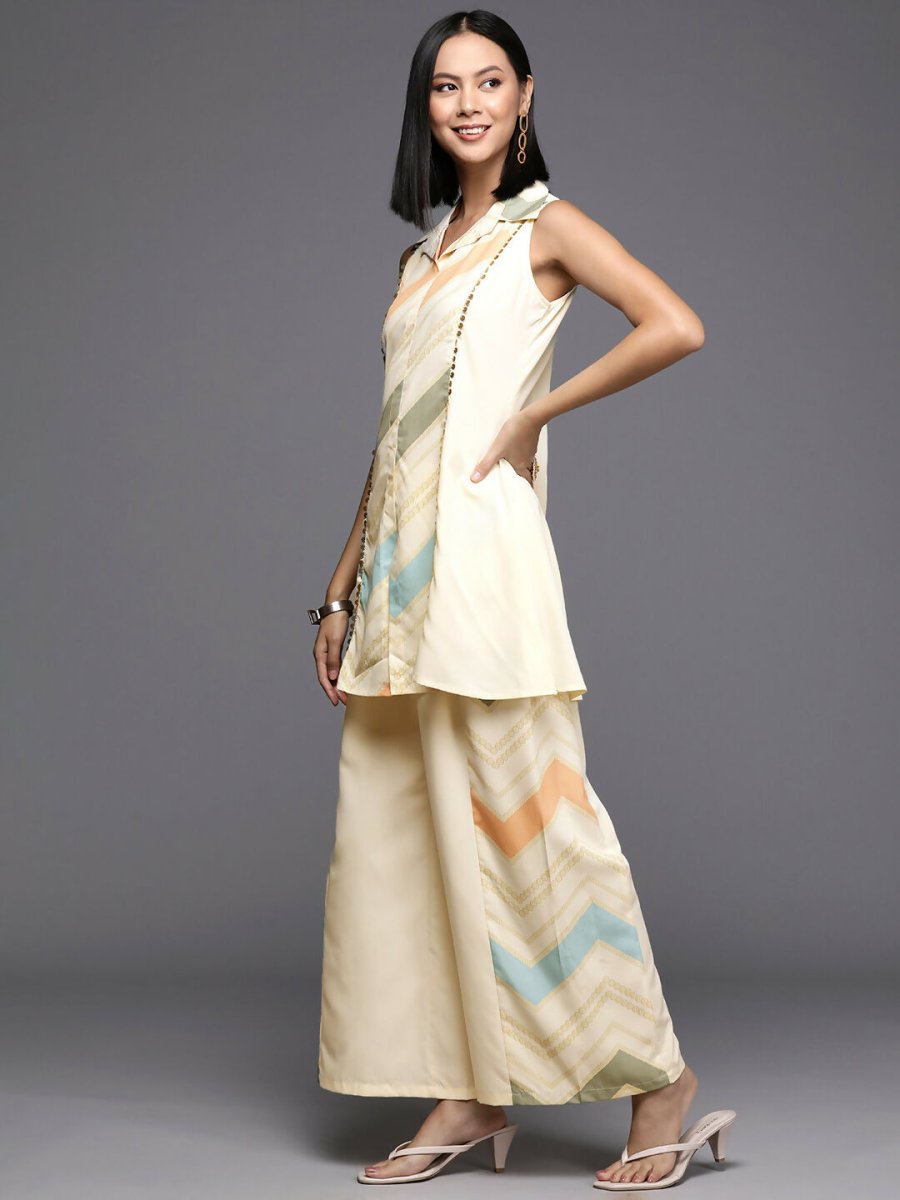 Ahalyaa Women's Traditional Wear Co-ods - Off-white - Swadesiicart
