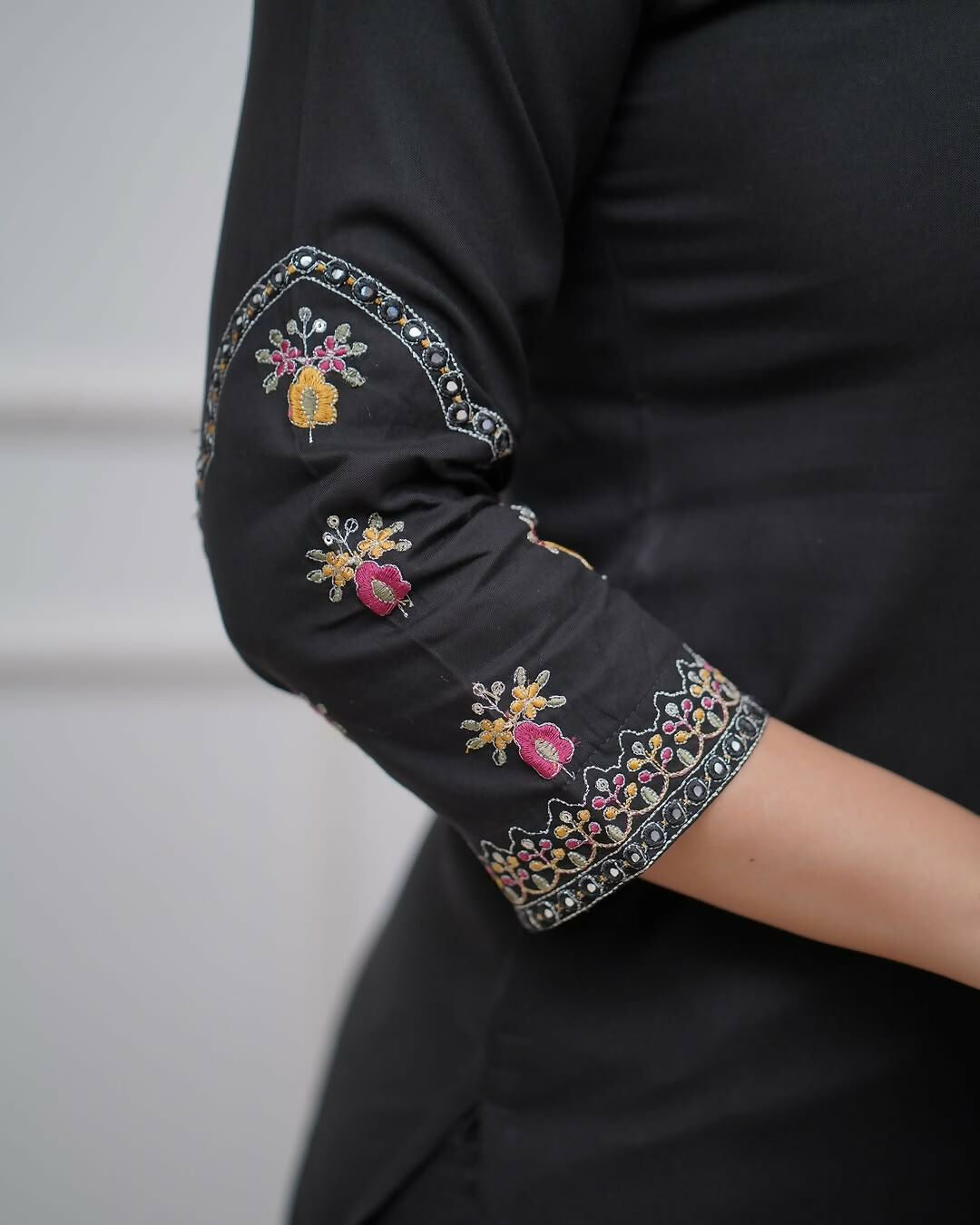 The52 Black Women's Beautiful Viscose Silk Fabric Embroidered Work Straight Kurta Pant and Dupatta Set - Swadesiicart