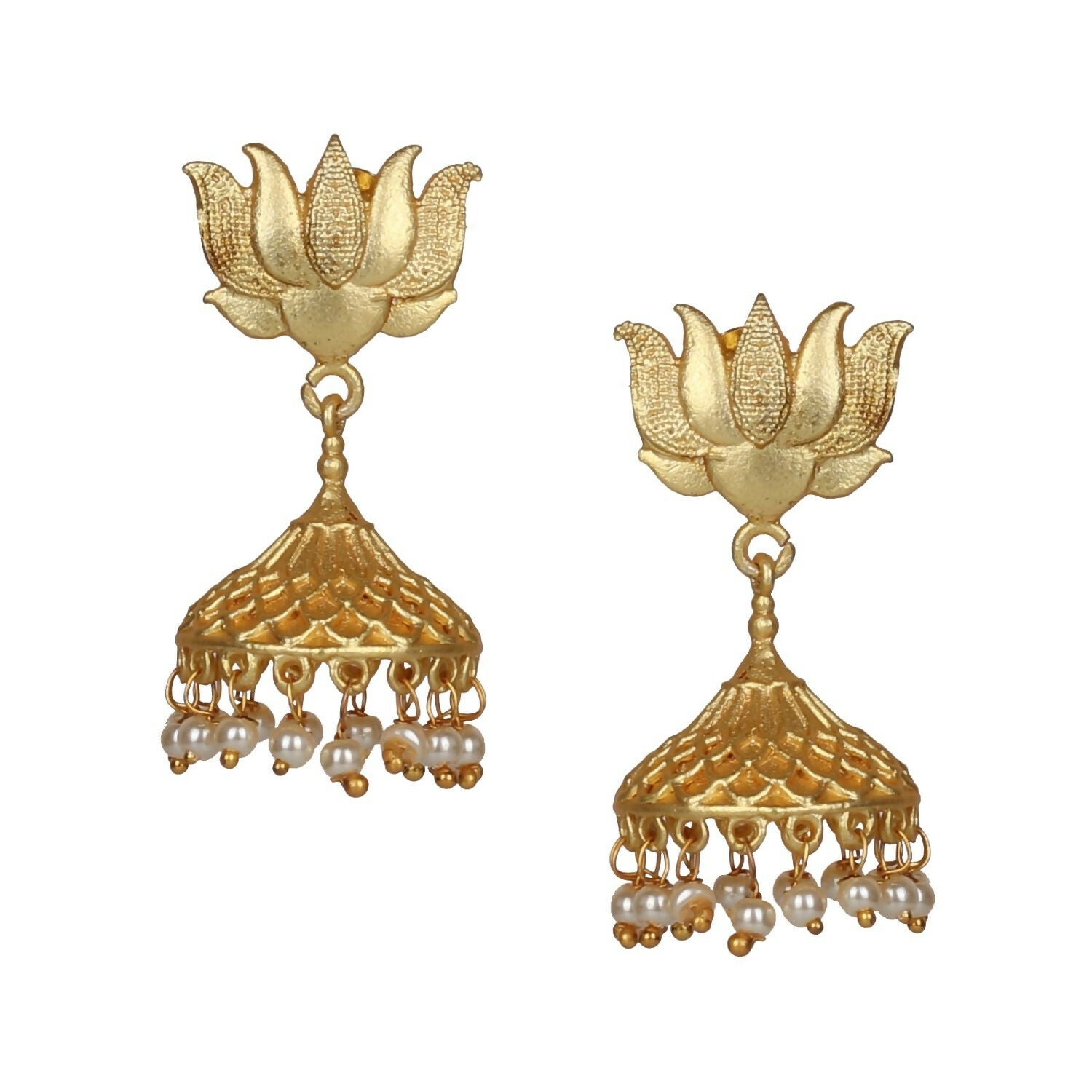 Joban Fashion Women Matte Gold Brass Jhumka | Swadesiicart