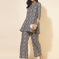 Janasya Women's Blue Cotton Ethnic Motifs Casual Regular Co-ords - Swadesiicart