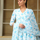 Pomcha Jaipur Blue Saadgi Blue Phool Anarkali Set | Swadesiicart