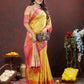 Lorenvalley Fashion Yellow Kanjivaram Silk Woven Design with Zari Weaving Saree - Swadesiicart