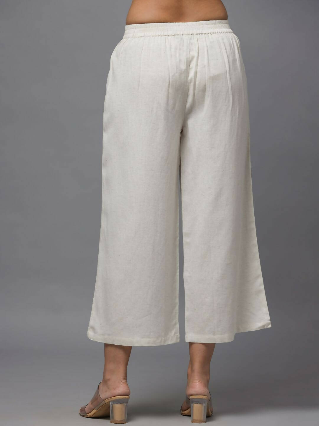 Juniper Women's Natural Solid Wide Leg Palazzo | Swadesiicart