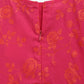 Ahalyaa Dark Pink Crepe Khari Print kids Dress Attached Jacket For Girls | Swadesiicart