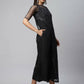 Ahalyaa Womens Black Crepe & Net Glitter Print Jumpsuit - Swadesiicart