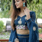 Jyoti Fashion Blue Sequence with Thread Zari Embroidery Georgette Lehenga Choli with Dupatta | Swadesiicart