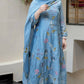 The52 Blue Women's Beautiful Cotton Fabric Thread Work Straight Kurta, Pant and Dupatta Set - Swadesiicart