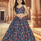 Aayaa Designer Printed Silk Blue Kids Lehenga Choli - Blue