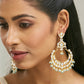 Nuyug 22K Gold-Plated Kundan Stone Studded & Pearl Beaded Chandbalis | Swadesiicart