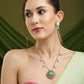 Natural Stones Antique Finish Earrings and Necklace set - Ruby Raang | Swadesiicart