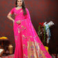 Lorenvalley Fashion Magenta Soft Paithani Silk Woven Design Gold Zari Meenakari Weaving Saree - Swadesiicart