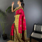 Joban Fashion Banarasi Red Woven Soft Silk Saree | Swadesiicart