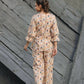 Women's Partywear Designer Cream & Multi Muslin co-ord set - Stylishta - Swadesiicart