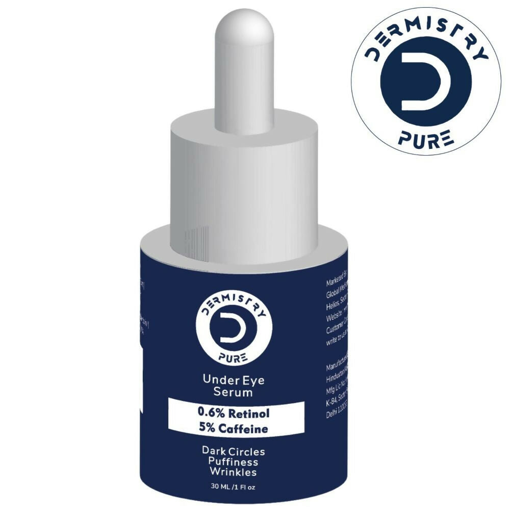 Dermistry Pure 0.6% Retinol 5% Caffeine Under Eye Serum Puffiness Fine Line Wrinkles Puffy Dark Eyes - Swadesiicart