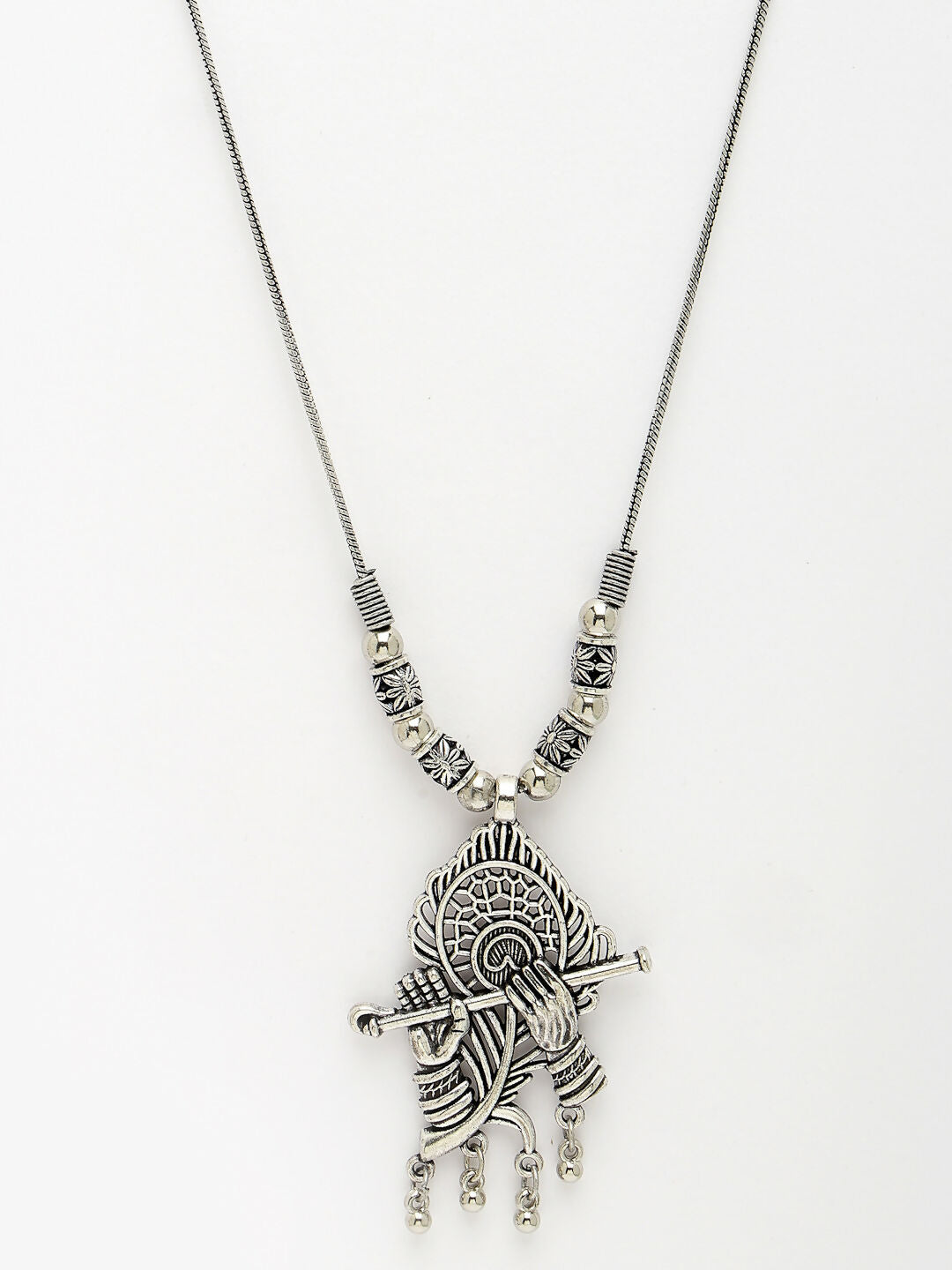 NVR Women's Silver-Toned German Silver Oxidised Pendant with Chain | Swadesiicart